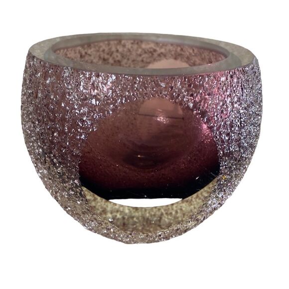 Saks fifth avenue crystal tea light candle holder amethyst geode textured - Picture 3 of 6